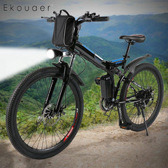 26inch 36V Foldable Electric Power Mountain Bicycle with Lithium-Ion Battery Bike Outdoor Camping Padded Standard 40KM