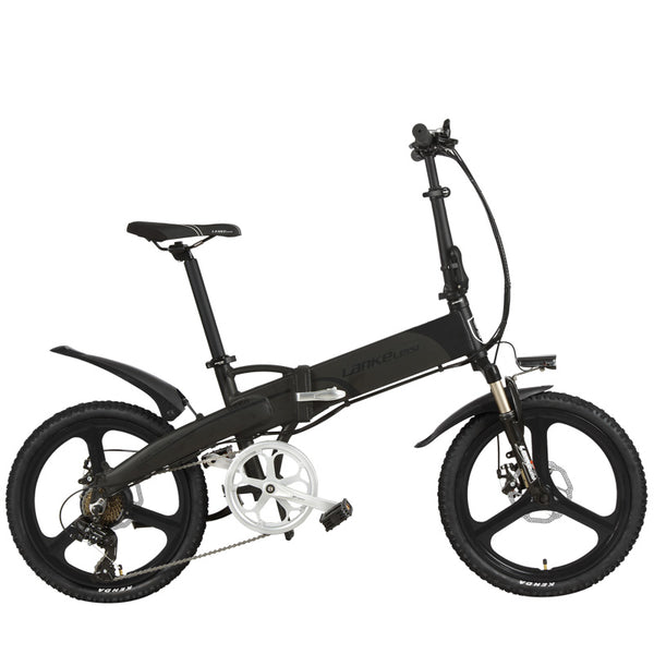20 Inches Folding Bicycle, Integrated Magnesium Alloy Rim, Folding Electric Mountain Bike, 5 Grade Assist, Suspension Fork