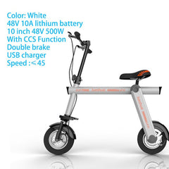 Electric scooter 48V 10A lithium battery 500W Brushless motor Folddable women man chidlren 10 inch electric bike 48V m365 adults