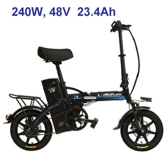 48V 23.4Ah Powerful Electric Bike, 5 Grade Assist, 14 Inches Folding EBike, Integrated  Wheel, Both Disc Brake, Suspension Fork