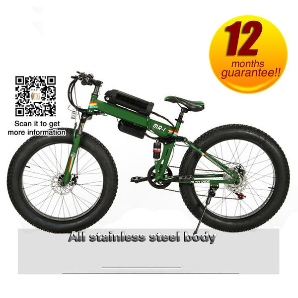 36V 10.4AH Lithium Battery Electric Bike electric folding electric bicycle adult wide tire snow bike 26 Inch Mountain Bike