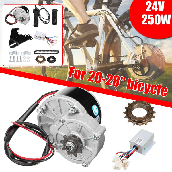 24V 250W Electric Scooter Motor Conversion Kit DIY Brushed Motor Wheel Controller Set For 20-28" Electric Bike Skatebord Bicycle